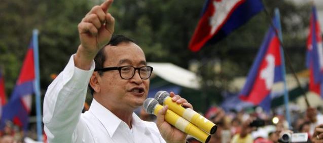 Sam Rainsy (C). Photo: Reuters